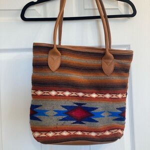 Southwest leather and wool purse